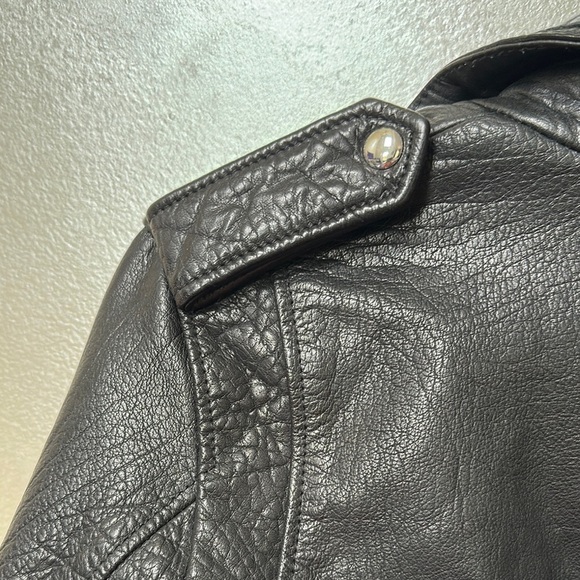 Allsaints Hadi Biker leather jacket sz 4 | black moto jacket EUC - Picture 12 of 16